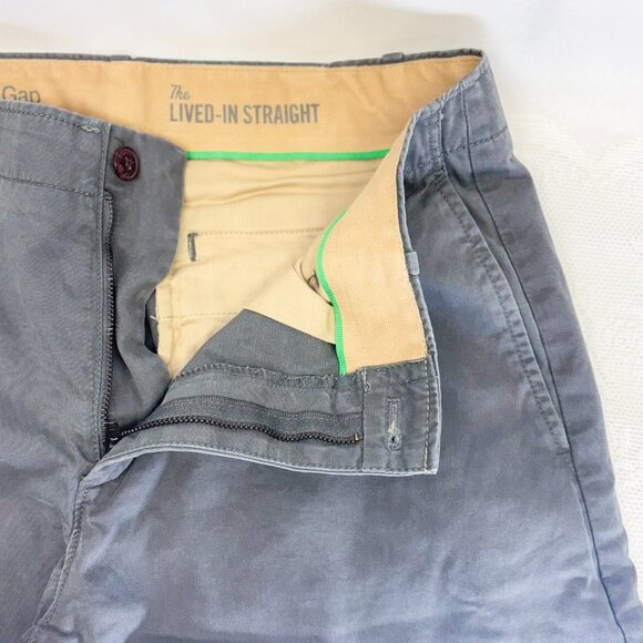 Men's GAP Pants Lived In Straight Shadow Gray Cotton Khaki Semi-Casual Jean - Picture 4 of 11